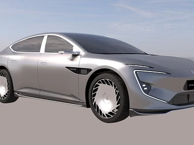 Sleek Silver Modern Electric Sedan With Futuristic Body Design And Alloy Wheels 3d model
