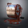 Vintage Rusty Metal Pencil Sharpener With Handle And Stable Base