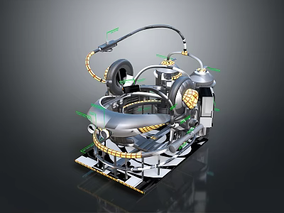 Complex Industrial Mechanical Structure With Metal Wheels Pipes And Frame Components 3d model