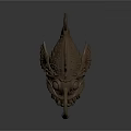 Detailed 3D Anglerfish Model with Metallic Texture Open Mouth Long Lure Prominent Eyes Spiky Structures