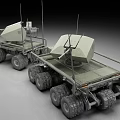 Pair Of Military Unmanned Vehicles Featuring Multi-Wheeled Design And Antenna Systems