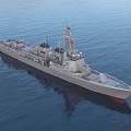 US Flagged Modern Warship Sailing On Sea 3d model