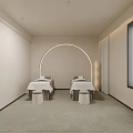 Modern Beauty Salon Interior With Comfortable Beauty Bed Green Plants And Arc Lighting