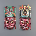 Traditional Colorful Masks With Intricate Patterns Vibrant Hues And Ornate Headgear