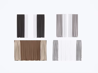 Modern Window Curtains In Various Colors And Shades For Home Decor 3d model