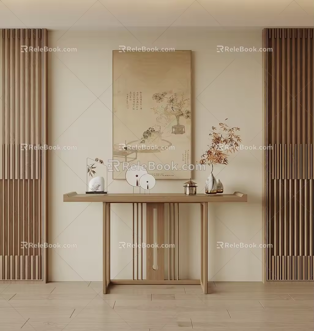 Song Style End View Table New Chinese Style End View Table Entrance Cabinet End View Table Hanging Picture Ornaments 3d model