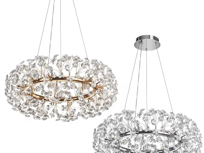 Modern Crystal Chandeliers With Round Design And Gold Silver Frame For Interior Decoration 3d model