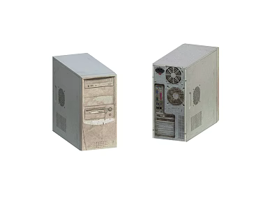 Vintage Desktop Computer Towers With Optical Drives And Cooling Fans 3d model