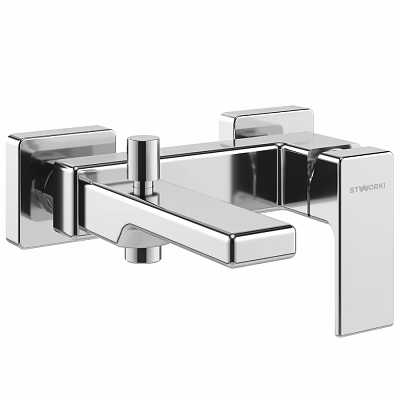 Modern Grohe Wall Mounted Faucet With Sleek Chrome Finish And Contemporary Design 3d model