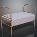 Rusted Metal Bed Frame With Curved Headboard And White Mattress