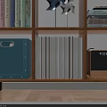 Books And Magazines Neatly Arranged On Gray Background With White Vertical Stripes