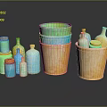 Colorful Home Living Supplies For Organization With Various Bottles Jars And Containers
