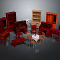 Vintage Wooden Furniture Collection With Bookcases Desks Tables Chairs And Cabinets