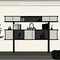 Sleek Modern Decorative Cabinet With White Panel Doors And Black Frame In Living Room Interior