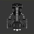 Futuristic Black Metal Mechanical Structure With Circular Design Multiple Engines And Cables 3d model