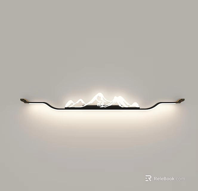 Modern Wall Lamp With Long Strip Design And Mountain Pattern Glowing Effect 3d model