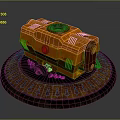 Orange Mechanical Device on Circular Base with Textured Surface Top Component and Front Illuminated Part