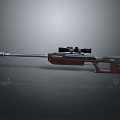 Precision Tactical Sniper Rifle With Long Metal Barrel Wooden Stock And Black Scope