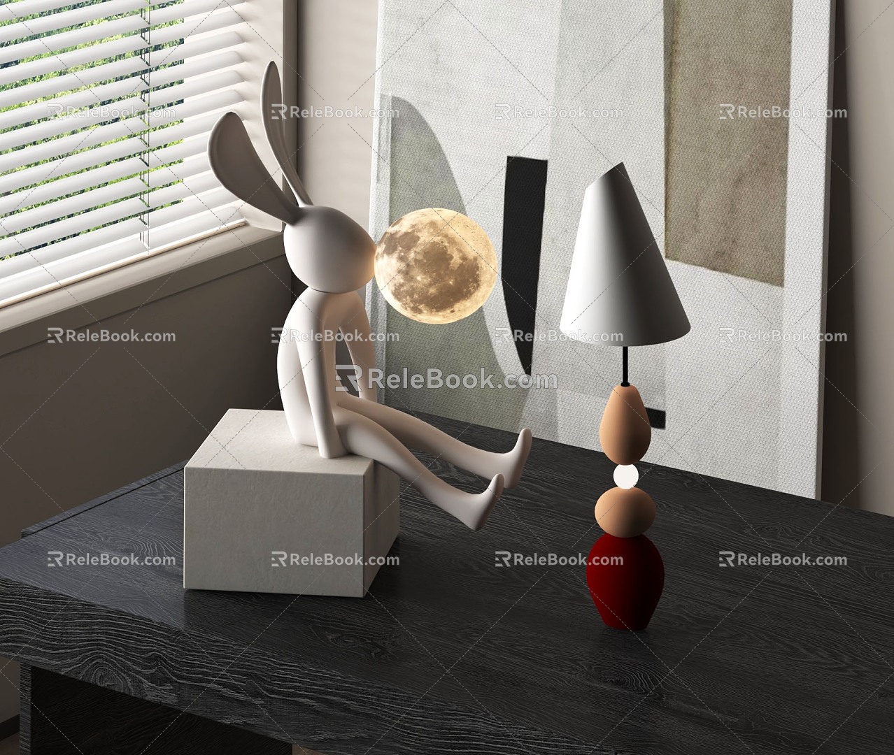 Modern table lamp rabbit lamp moon lamp model