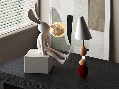 Modern table lamp rabbit lamp moon lamp model