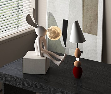 Modern table lamp rabbit lamp moon lamp 3d model