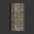 Decorative Cylindrical Column With Wood Grain Texture And Green Plant Design