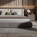 Modern Bedroom Interior Design With Wooden Wall Bed Nightstands Pendant Lamp Rug And Chair