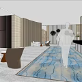 Modern Hotel Lobby Interior With Wooden Walls Stone Screens And Marble Flooring