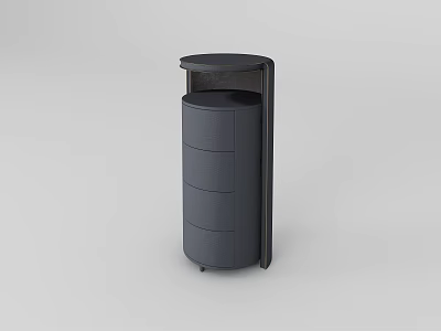 Modern Dark Gray Chest of Drawers With Curved Design and Multiple Drawers 3d model