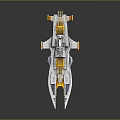 Sci Fi Warship Model With Futuristic Gray Yellow Design Turrets And Antennas
