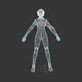 Futuristic Sci Fi Woman in Cybernetic Form Fitting Suit with Blue Accents