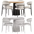 Modern Round Dining Table Set With Upholstered Chairs And Metal Legs 3d model