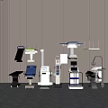Modern Medical Equipment Including Examination Beds Surgical Carts And Patient Monitors