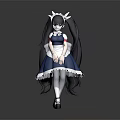 Anime Girl Character With Twin Tails In Blue And White Maid Outfit And Red Shoes