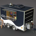 Mobile Kitchen Paradise Food Truck With Blue White Exterior Chalkboard Menu And Wheels
