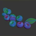 Fresh Ripe Blueberries With Vibrant Green Leaves On Dark Reflective Surface