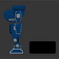 Blue Robot Character With Mechanical Limbs And Black Block Accessory