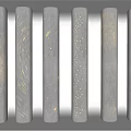 Modern Cylindrical Room Dividers with Gray Finish and White Textured Patterns