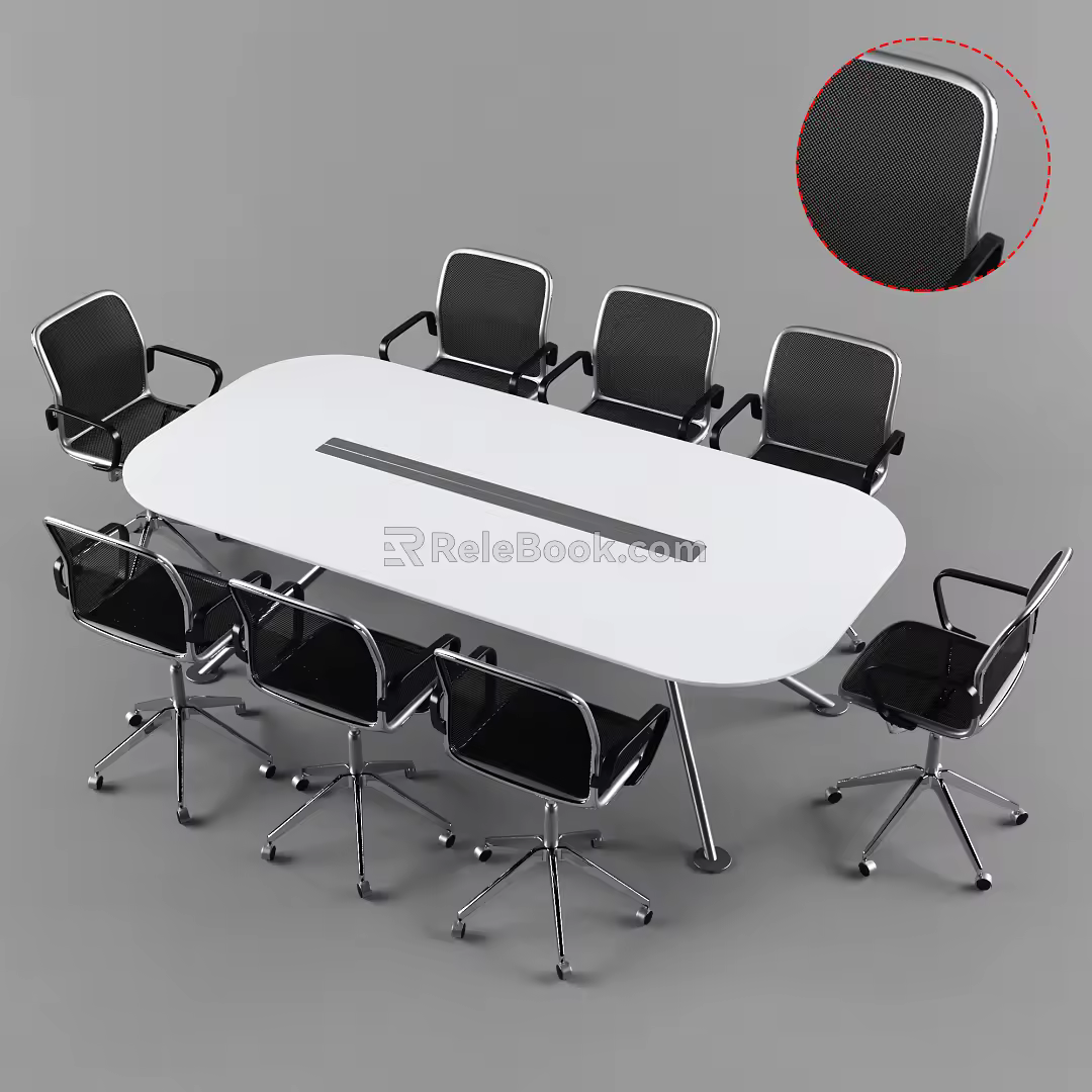 Modern Conference Table and Chair Conference Table and Chair Combination 3d model