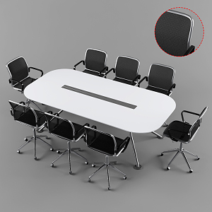 Modern Conference Table and Chair Conference Table and Chair Combination 3d model