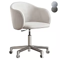 Beige Velvet Office Chair With Ergonomic Armrests Metal Star Base And Wheels