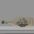 Decorative Ornament Set With Model Ship Inside Glass Bottle For Home Decor