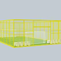 Yellow Fenced Football Field With Green Turf White Seats And Goalposts