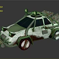 Post Apocalyptic Modified Car With Roof Lights Custom Bumper And Unique Wheel Design