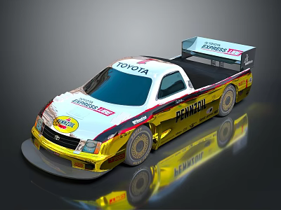 Toyota Race Pickup Truck With Pennzoil Sponsor Logos And Rear Spoiler 3d model