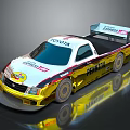 Toyota Race Pickup Truck With Pennzoil Sponsor Logos And Rear Spoiler