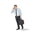 Business Man Talking on Phone Holding Black Briefcase in Light Blue Shirt