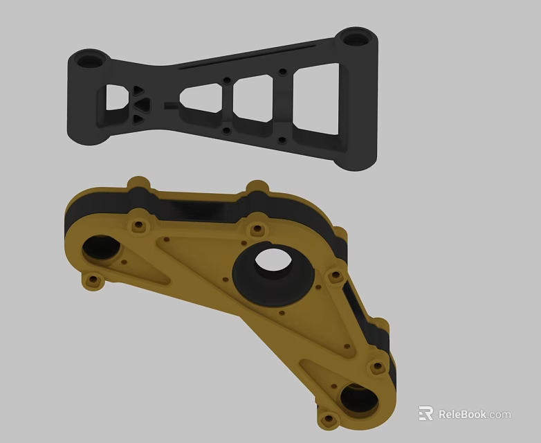 High Quality Swing Door Metal Hinges Black And Yellow Structural Design Components 3d model 