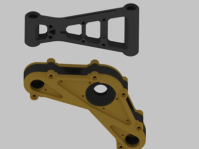 High Quality Swing Door Metal Hinges Black And Yellow Structural Design Components 3d model