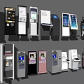 Bank Modern Self Service Equipment Featuring ATMs Interactive Kiosks and Payment Terminals